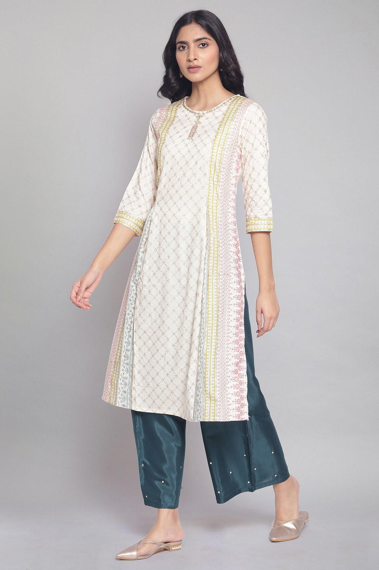 Green Sequinned Solid Parallel Pants - wforwoman