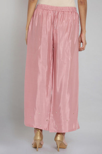 Light Pink Sequinned Solid Parallel Pants - wforwoman