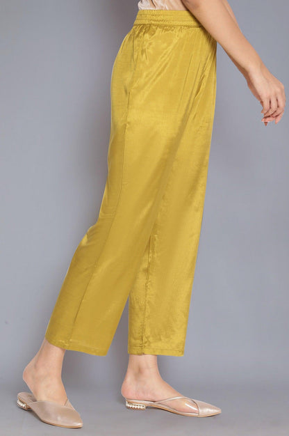 Olive Green Solid Straight Pants - wforwoman