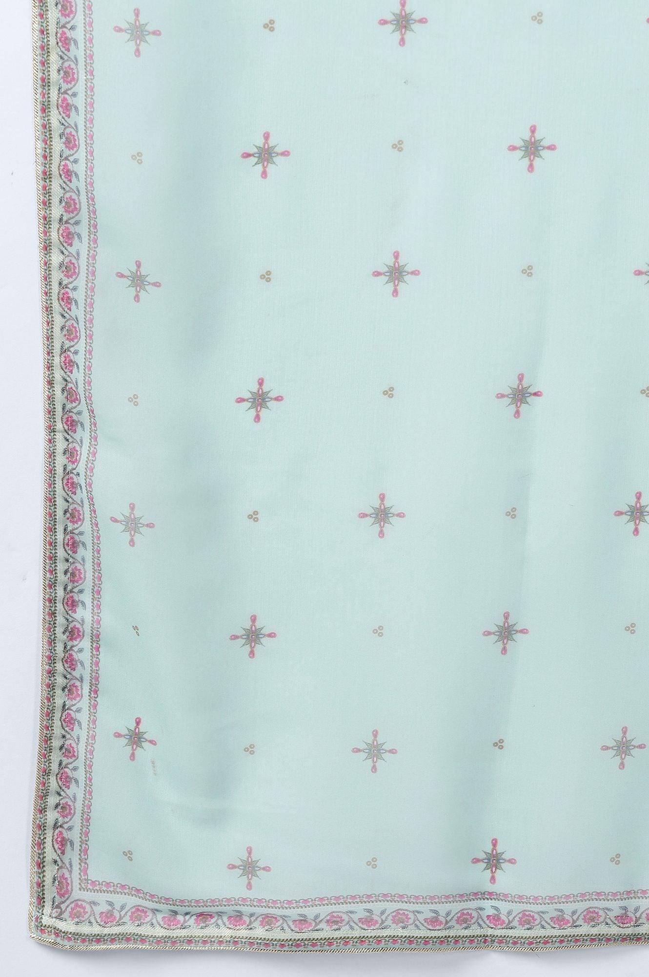 Light Blue kurta Slim Pants Dupatta Set - wforwoman