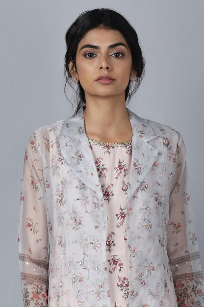Organza Jacket kurta Slim Pants Set - wforwoman