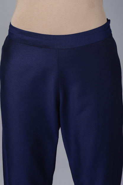 Navy Blue kurta Slim Pants Dupatta Set - wforwoman