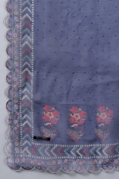 Navy Blue kurta Slim Pants Dupatta Set - wforwoman