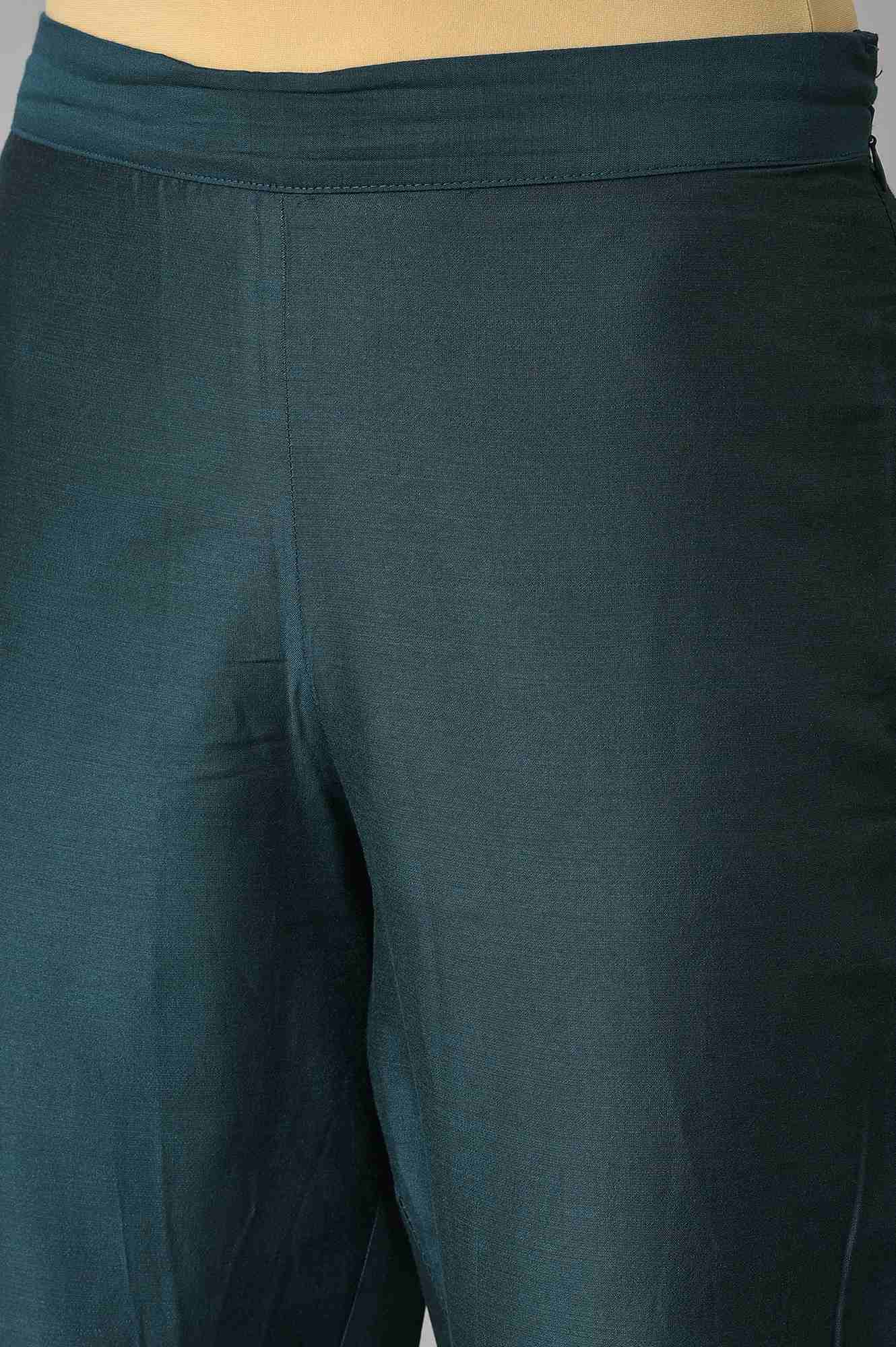 Dark Green Floral Print kurta With Pants (Wishful X Rahul Mishra)