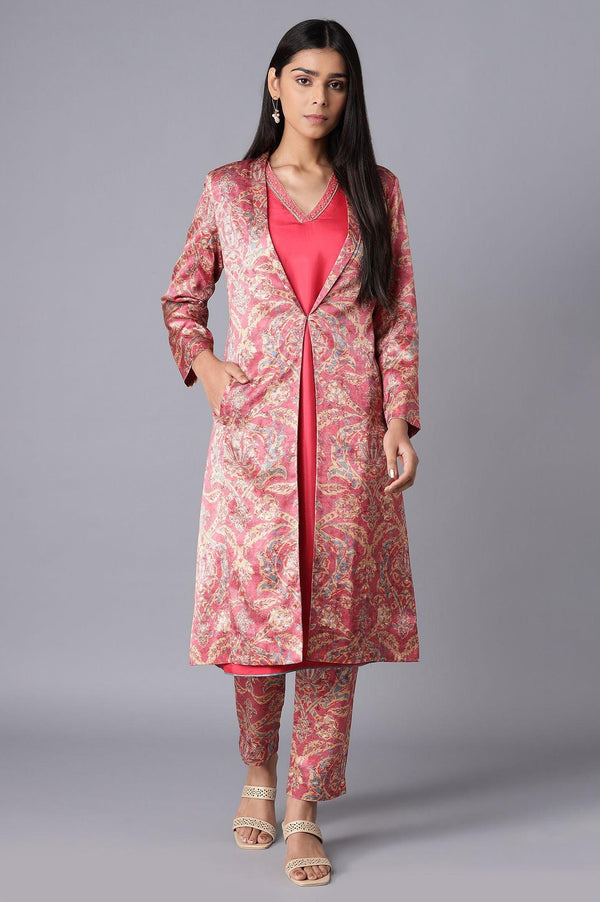 Pink Pant Suit With kurta Set