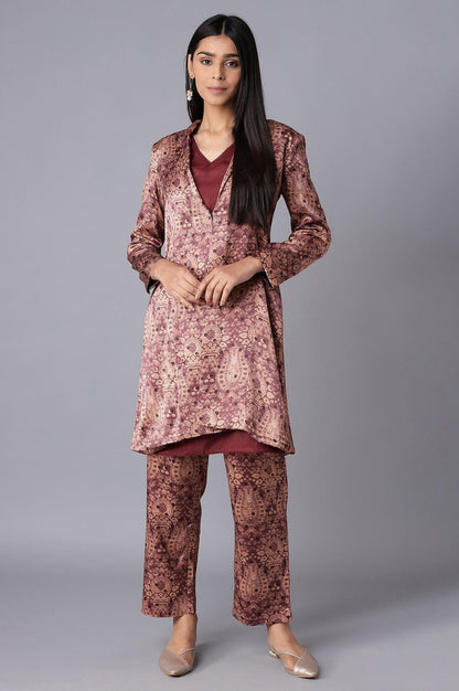 Dark Brown Pant Suit With kurta Set - wforwoman
