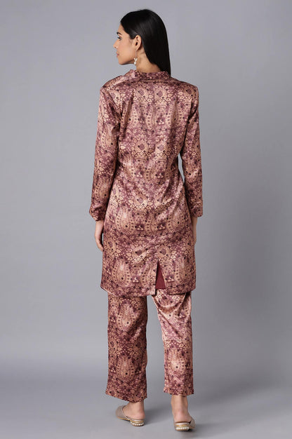 Dark Brown Pant Suit With kurta Set - wforwoman