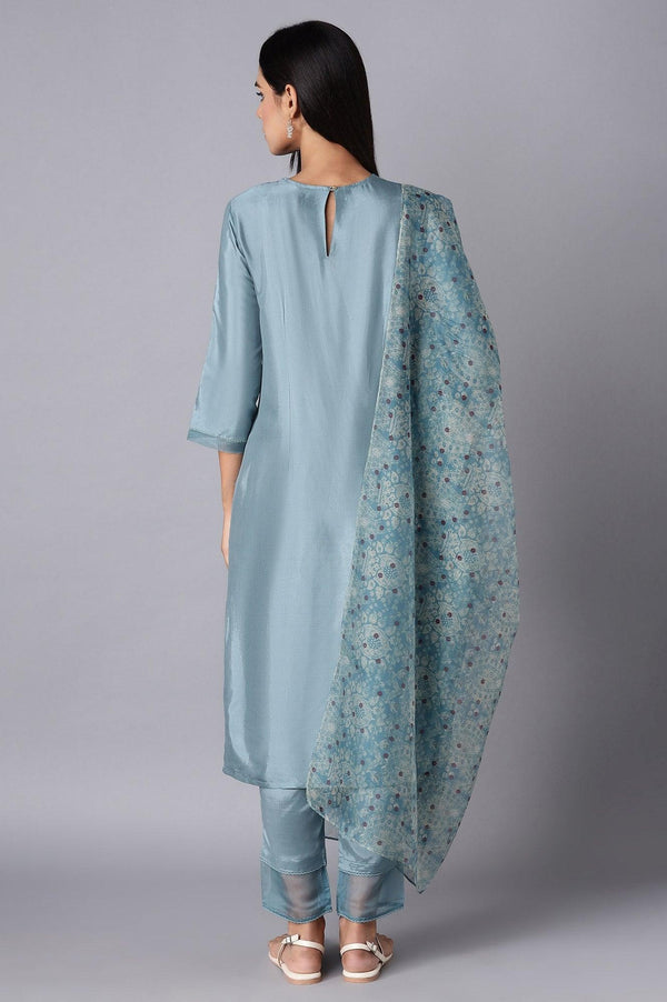 Light Blue kurta-Slim Pant- Dupatta Set