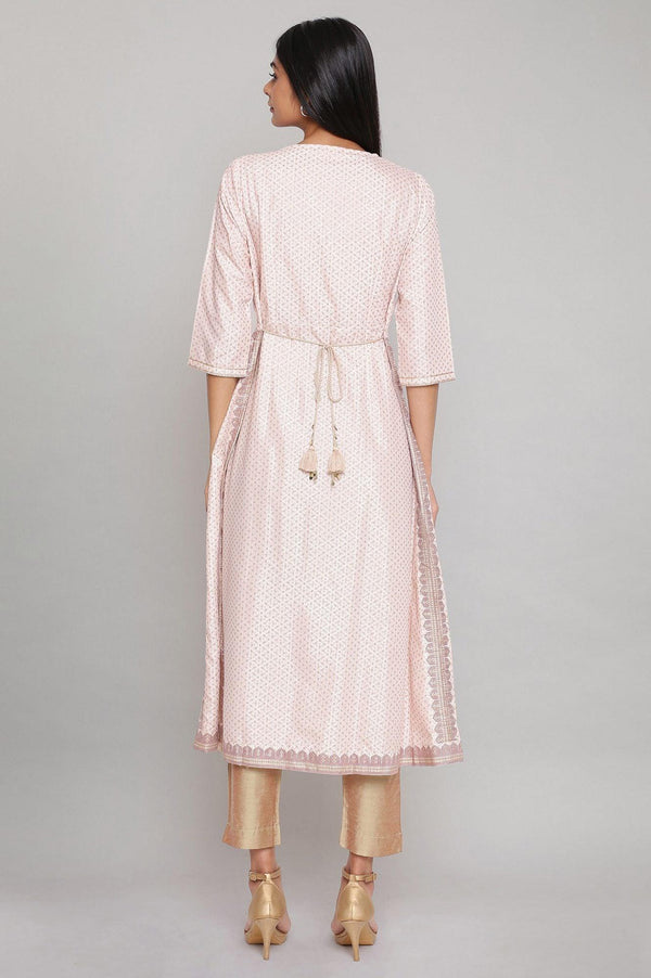 Light Pink Gathered kurta with Embroidery