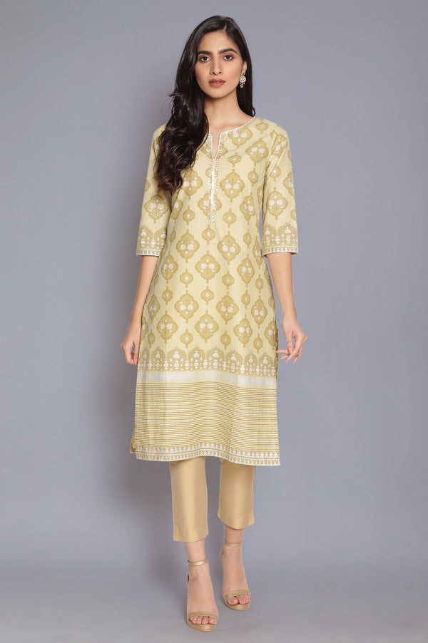 Minion Yellow Zari Embroidered kurta