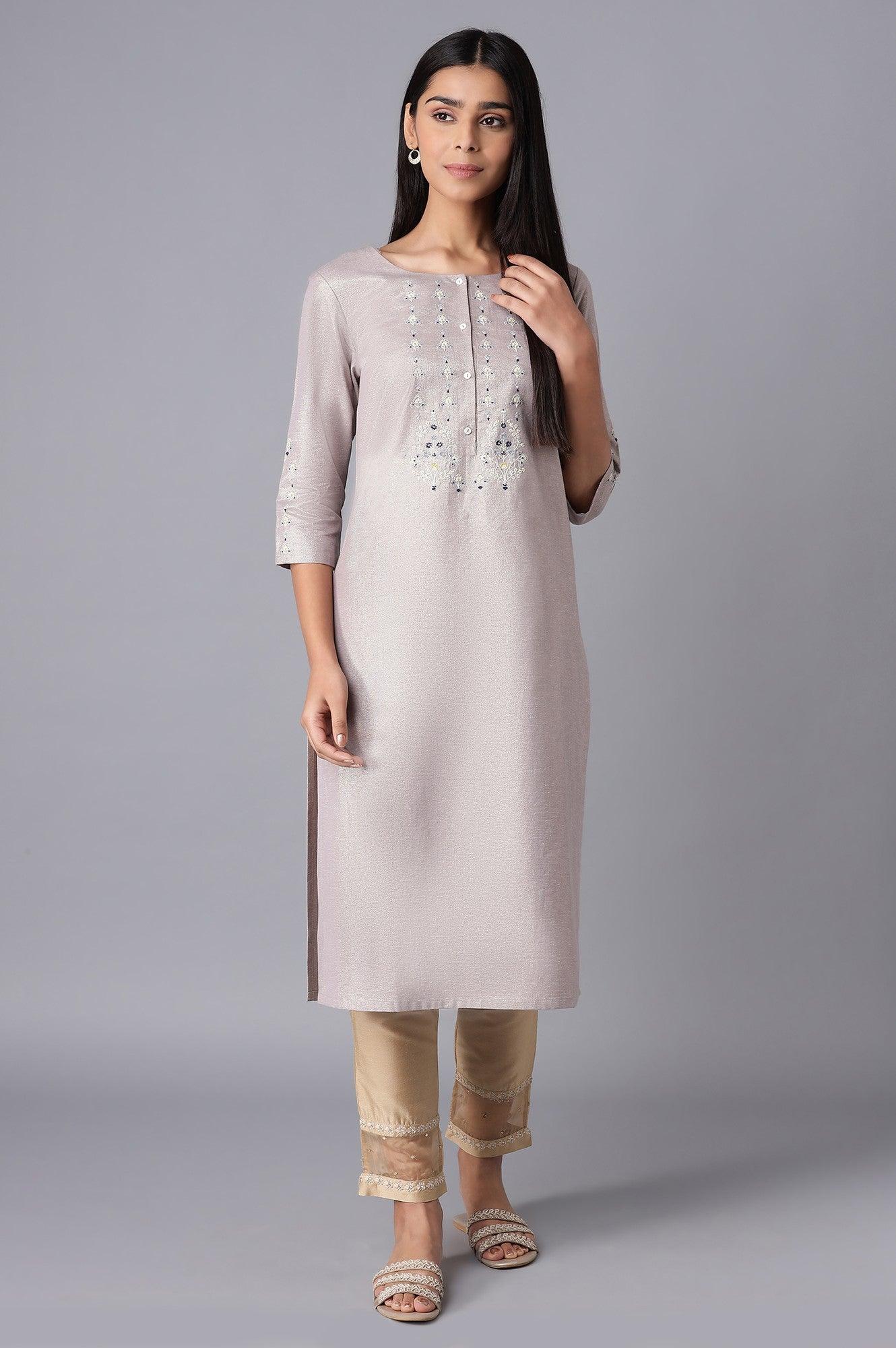 Light Purple Shimmery kurta - wforwoman