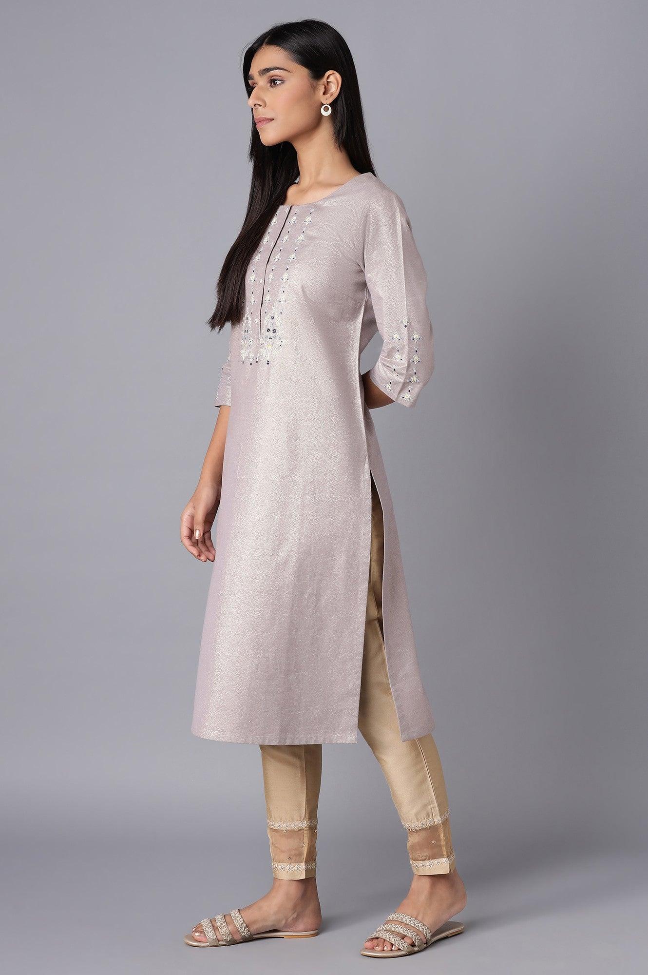 Light Purple Shimmery kurta - wforwoman