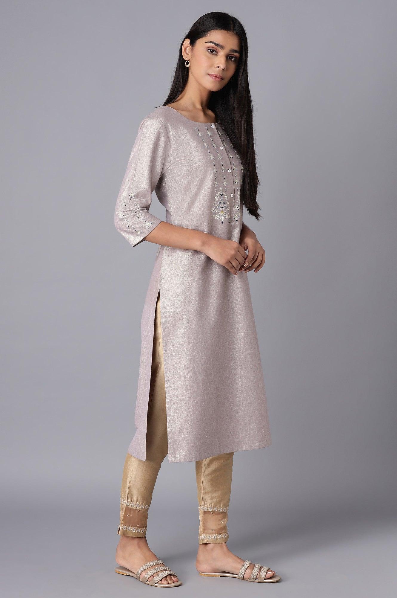 Light Purple Shimmery kurta - wforwoman