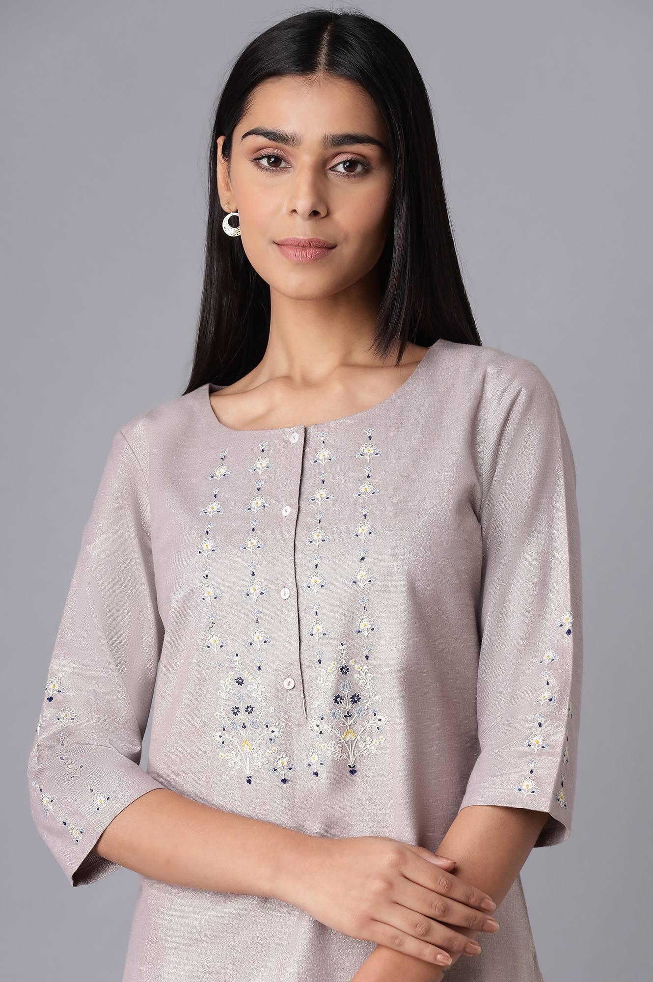 Light Purple Shimmery kurta - wforwoman