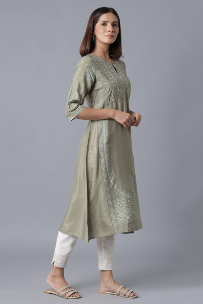 Green Paisley Print kurta - wforwoman