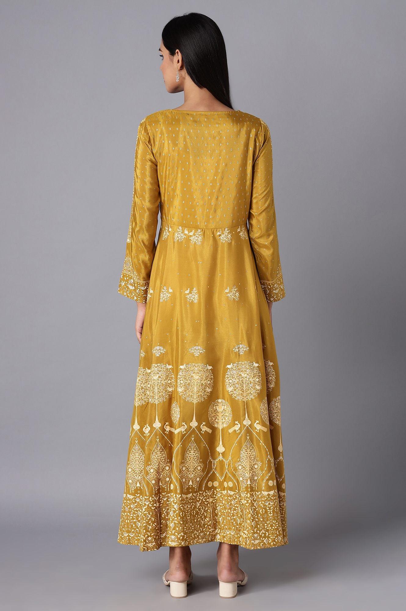 Green Flared Festive Dress - wforwoman