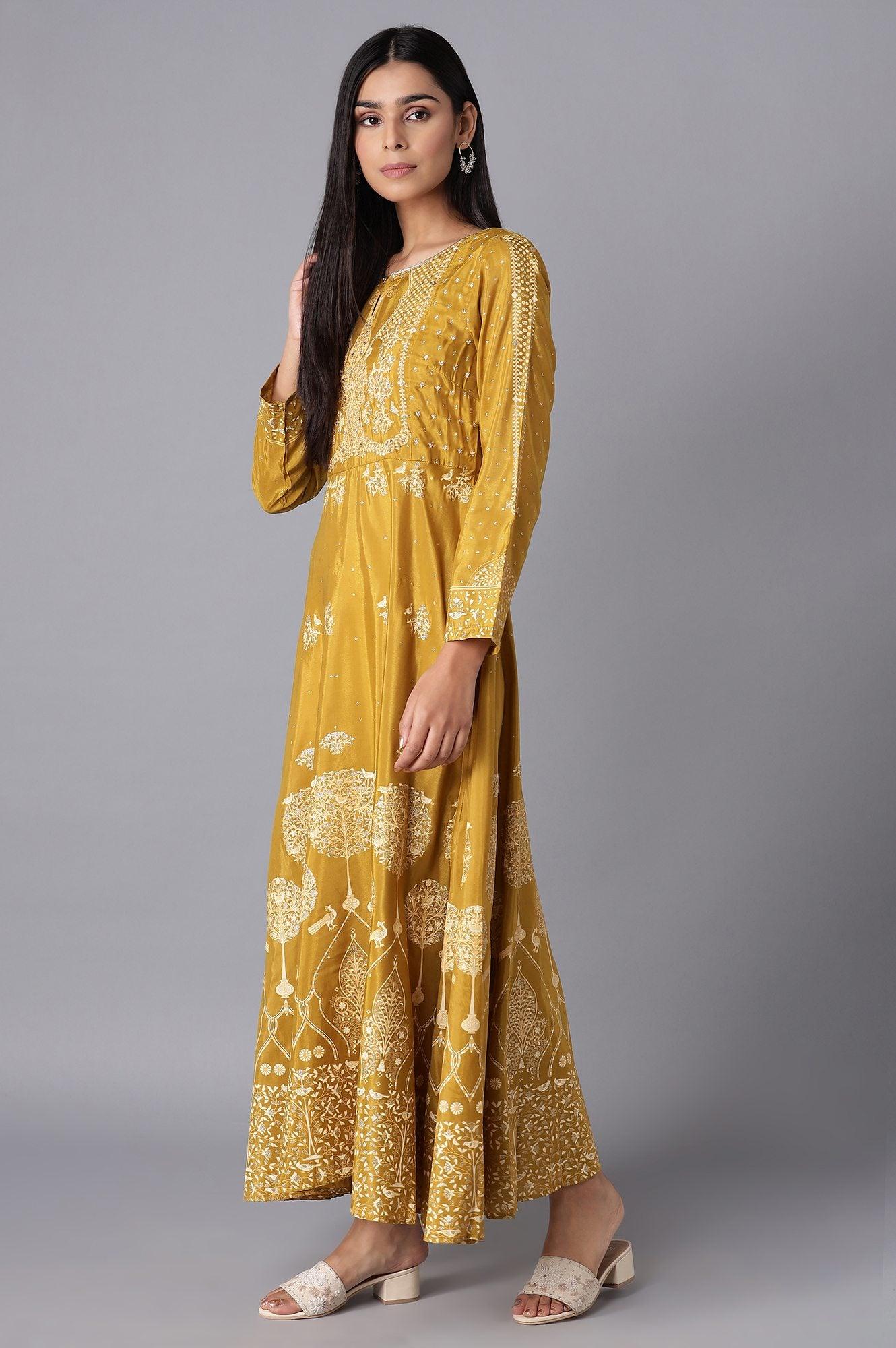 Green Flared Festive Dress - wforwoman