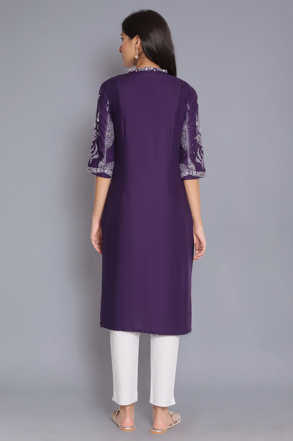 Deep Purple Printed kurta