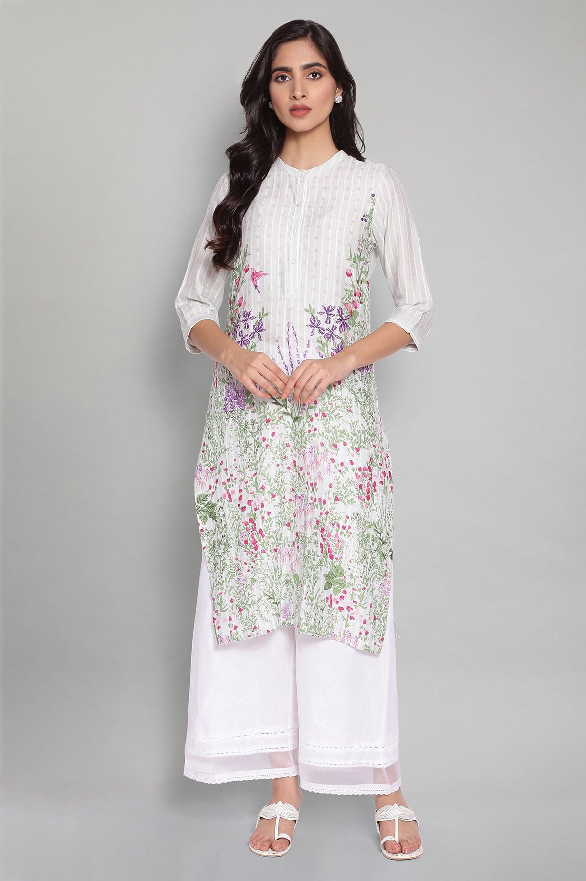 Blue Blush Floral Print kurta - XS