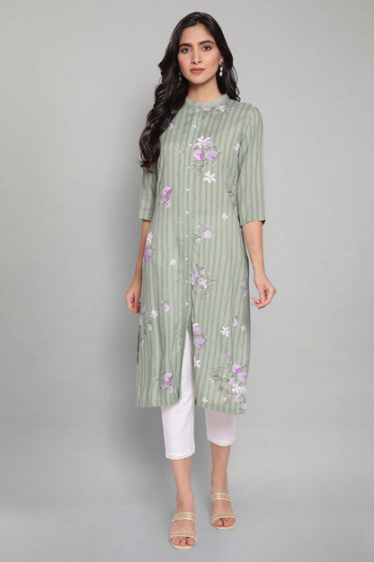 Cameo Green Floral Print kurta - wforwoman