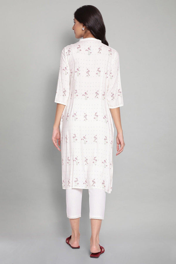 Ecru Floral Print kurta