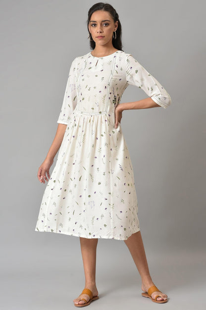 Ecru Gathered Dress - wforwoman