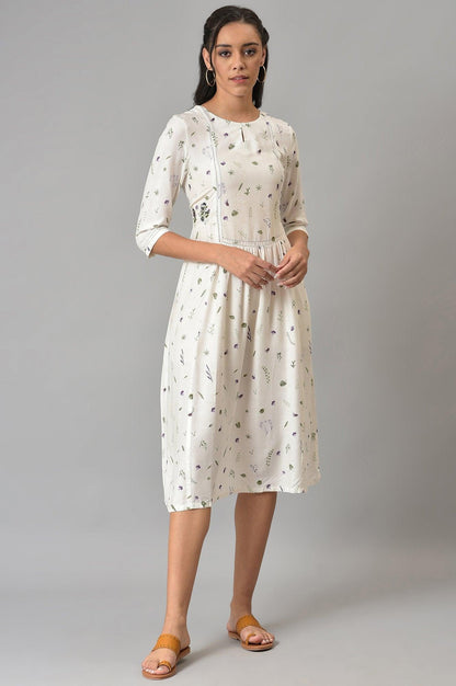 Ecru Gathered Dress - wforwoman