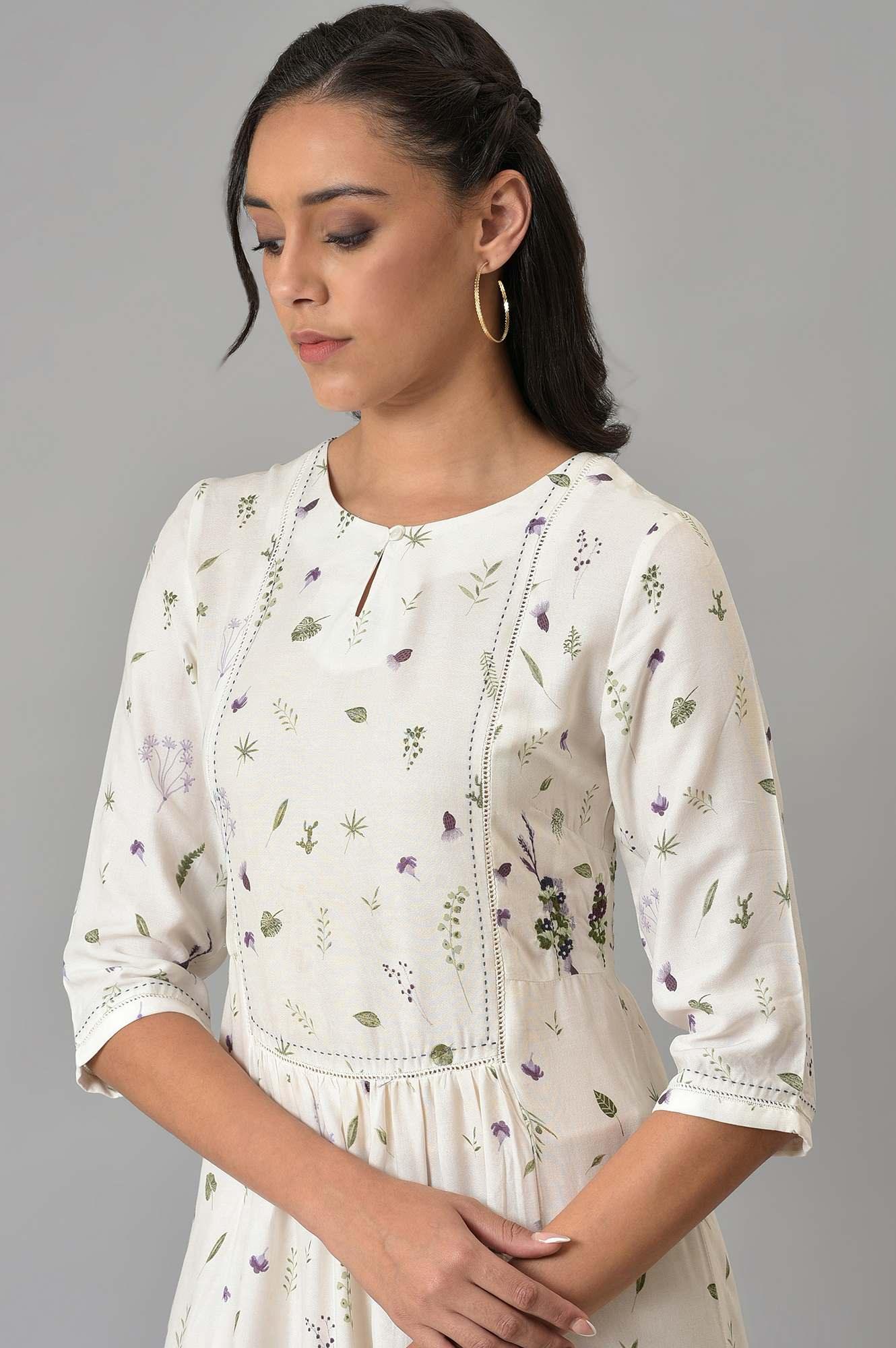 Ecru Gathered Dress - wforwoman