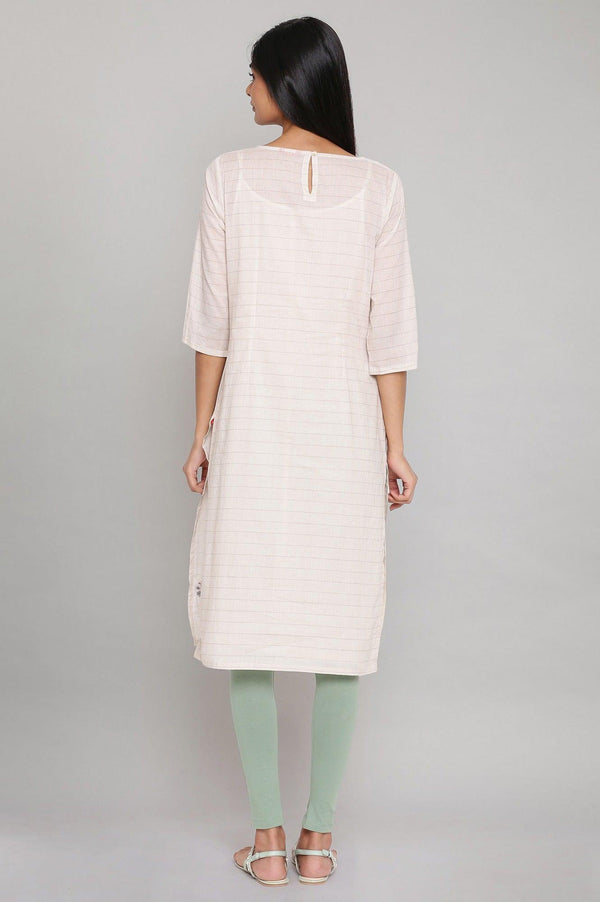 Ecru Straight Kurta In Sleeves with Inner
