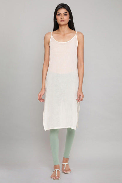 Ecru Straight kurta In Gathered Sleeves With Inner - wforwoman