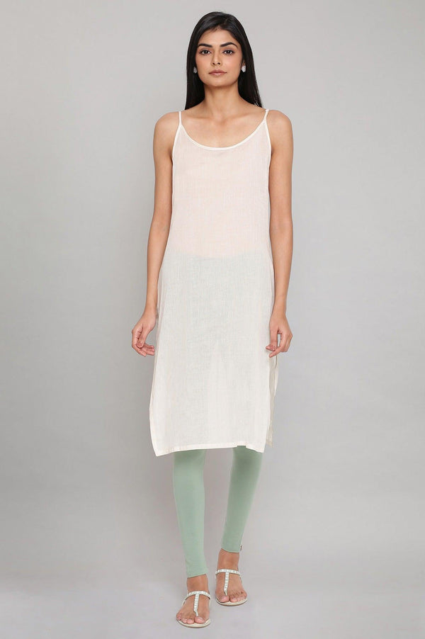 Ecru Straight Kurta In Sleeves with Inner