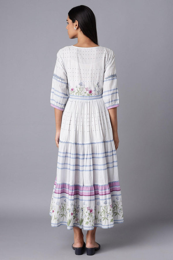 Light Blue Tiered Dress with Embroidery