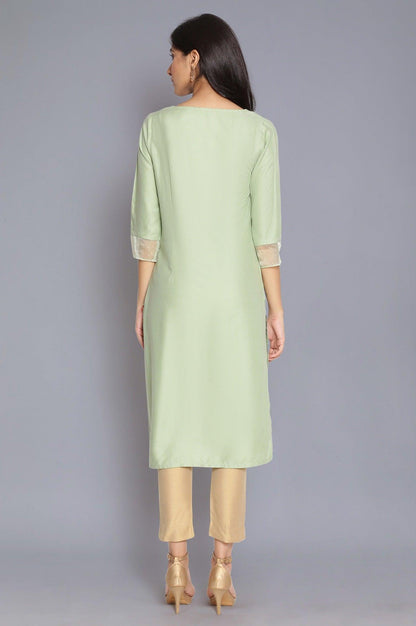 Mint Green Embroidered kurta - wforwoman