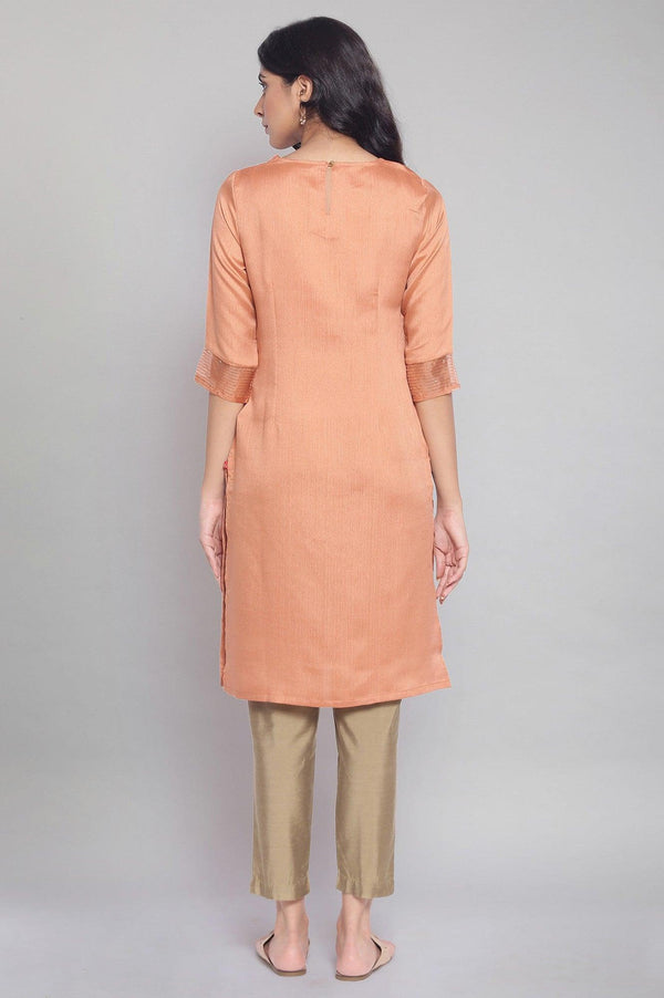 Light Orange kurta with Embroidery