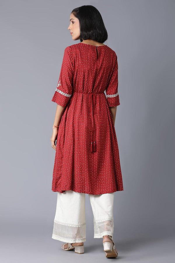 Brick Red Gathered kurta