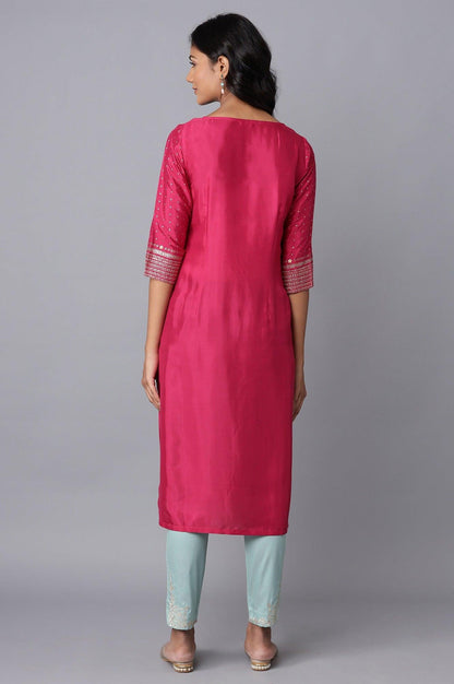 Magenta Printed Festive kurta - wforwoman