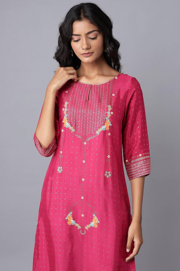 Magenta Printed Festive kurta