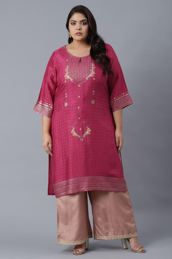 Magenta Printed Festive kurta