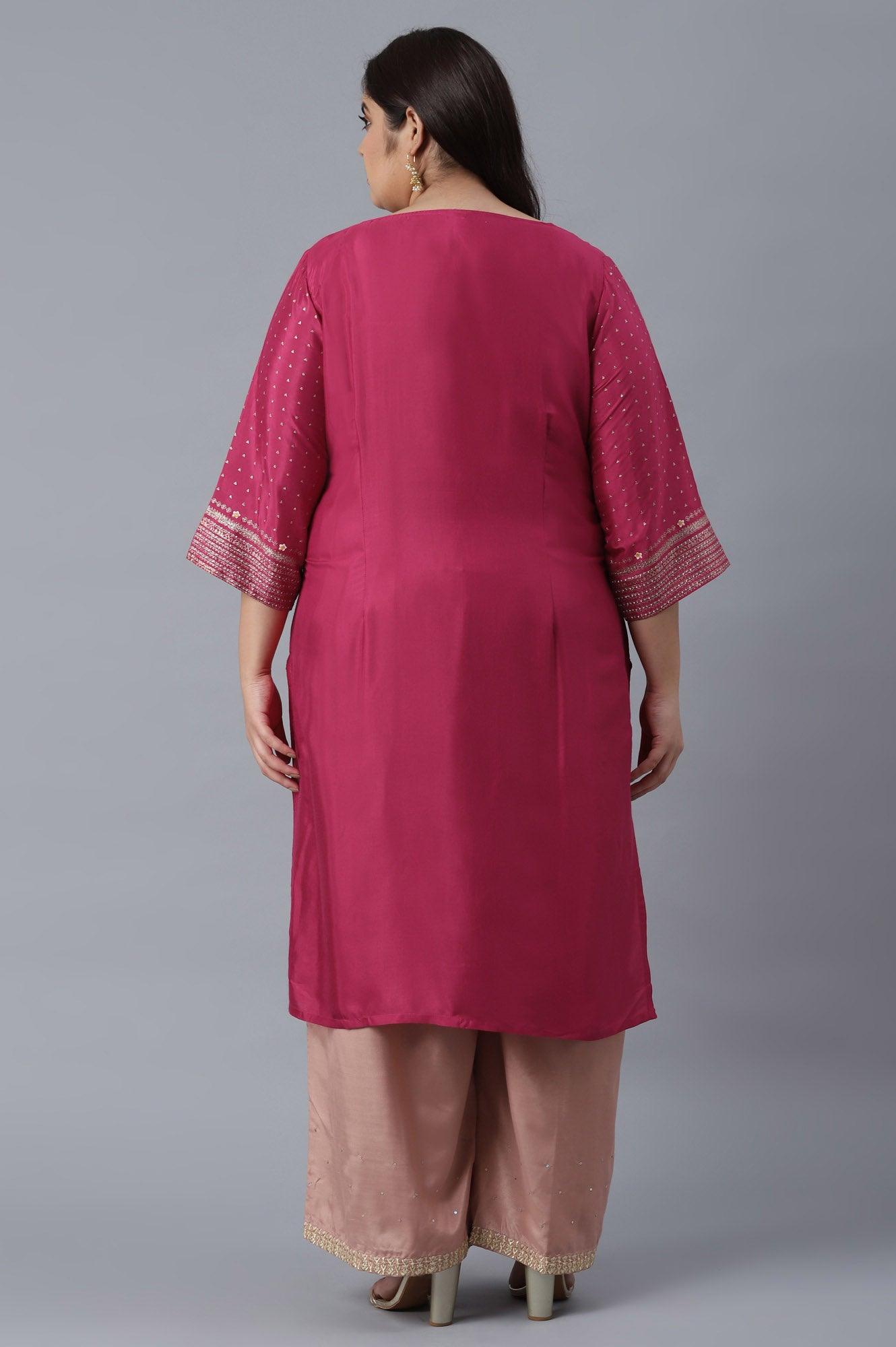 Magenta Printed Festive kurta - wforwoman