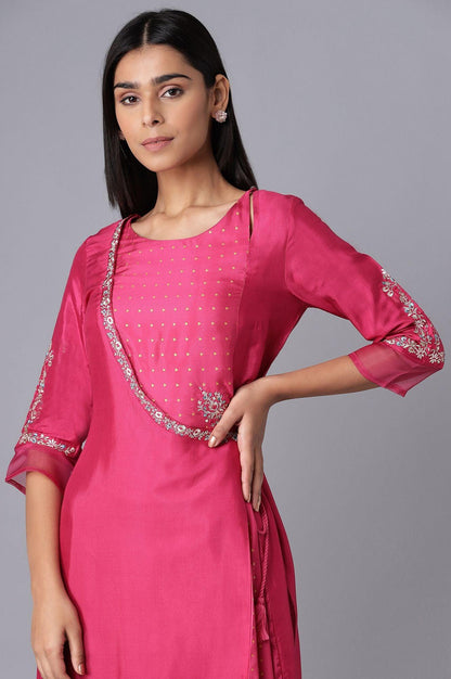 Magenta kurta with Keyhole Slit - wforwoman
