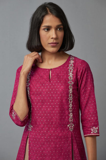 Magenta kurta with Embroidery - wforwoman