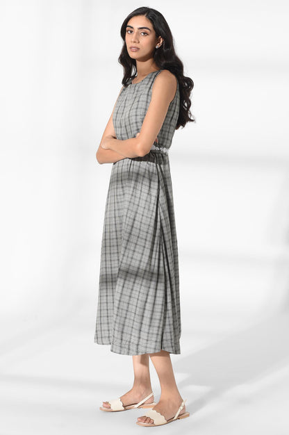 Black and Ecru Checks Dress - wforwoman
