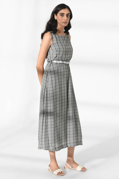 Black and Ecru Checks Dress - wforwoman