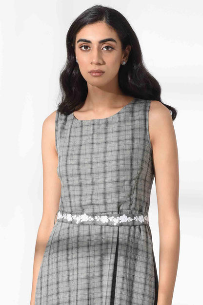 Black and Ecru Checks Dress - wforwoman