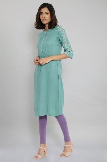 Pine Green Printed kurta - wforwoman