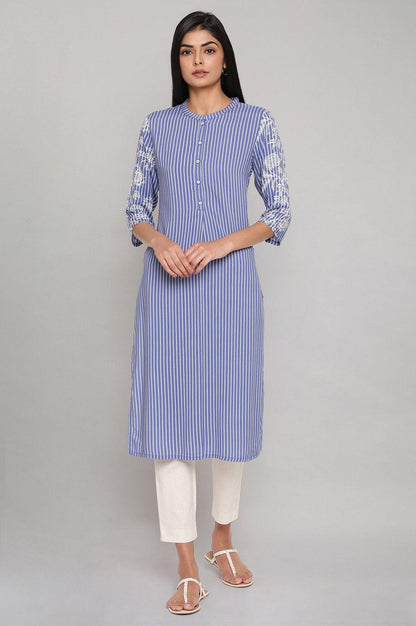 Blue Yarn Dyed kurta - wforwoman