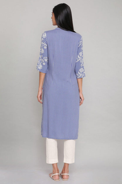 Blue Yarn Dyed kurta - wforwoman