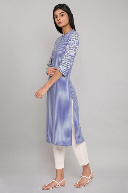 Blue Yarn Dyed kurta - wforwoman