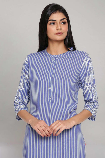 Blue Yarn Dyed kurta - wforwoman