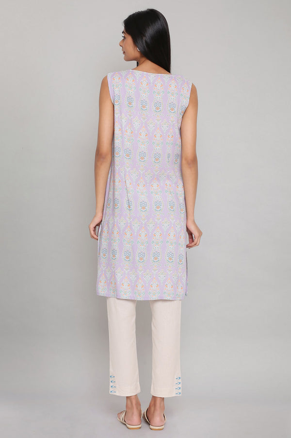 Purple Printed Straight kurta